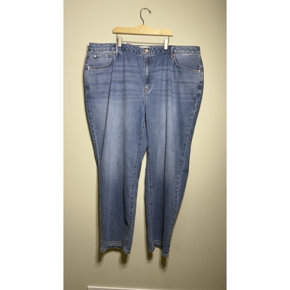 Seven7 Plus Size 22W Jeans Womens Loose Straight Leg Dark Wash High Rise Denim